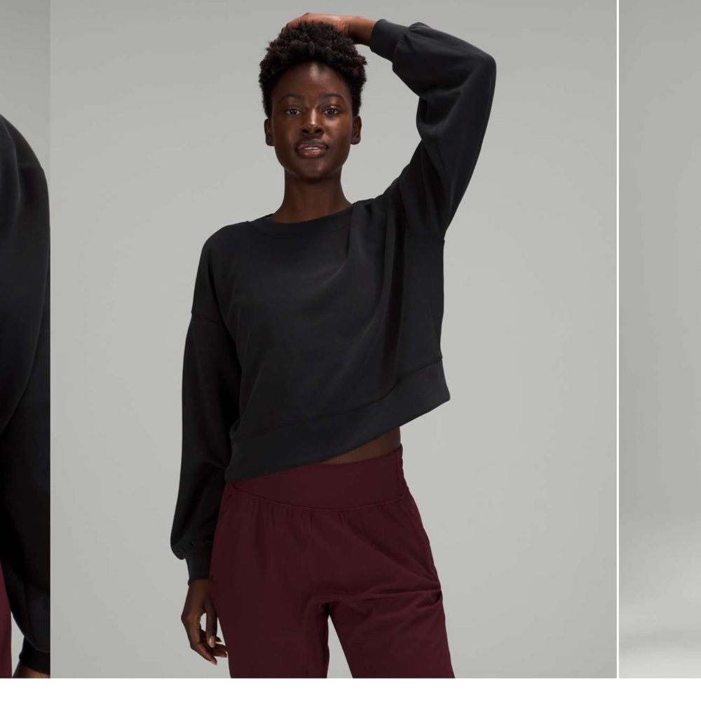 Lululemon Softstreme Perfectly Oversized Cropped Crew black, size 8
